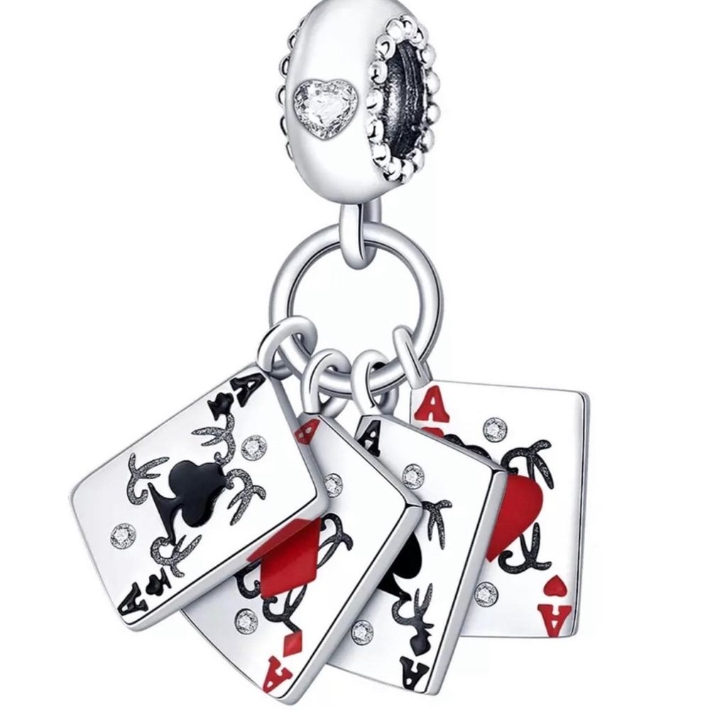 Playing Card Genuine 925 Sterling Silver for Charm Bracelet